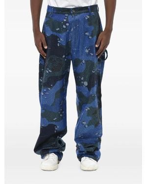 Off-White c/o Virgil Abloh Camouflage-Print Rhinestone-Embellished Jeans - Blue