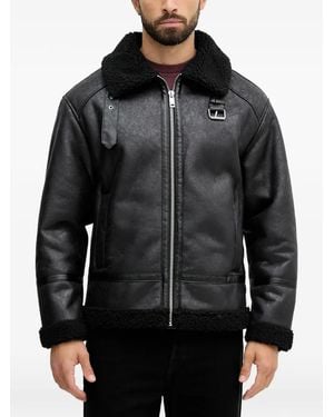 Lindbergh Shearling Buckle Faux-Leather Jacket - Black