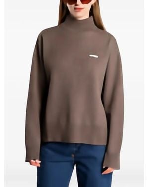 Guess Jacquard High-Neck Sweater - Brown