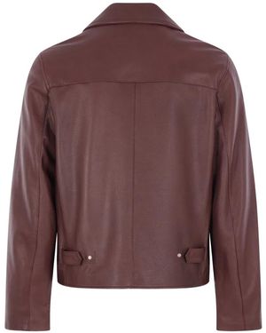 Lardini Zip-Up Leather Jacket - Purple