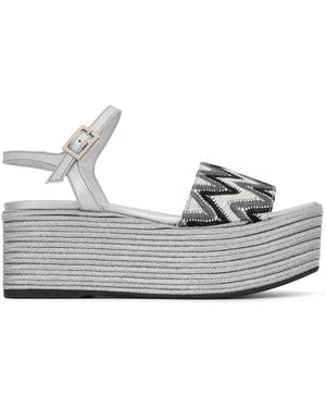 Madison Maison Woven Leather 50Mm Wedges - Grey