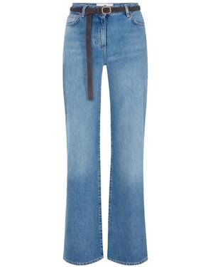 Elisabetta Franchi Palazzo Jeans With Belt - Blue