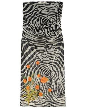 Blumarine Jupe Brodée À Imprimé Zébré - Black