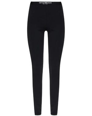 Emporio Armani Logo-Waistband Leggings - Black