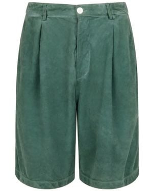 Marni Suede Shorts With Pleats - Green
