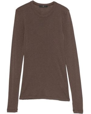 Rohe Top Met Ronde Hals - Bruin