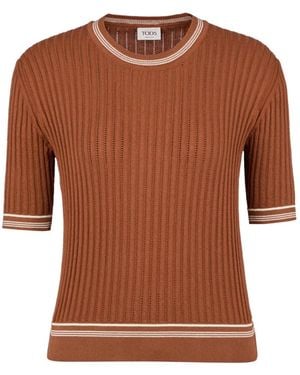 Tod's Ribbed-Knit Top - Brown