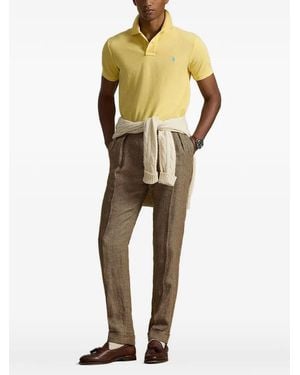Polo Ralph Lauren Polo De Malla Con Logo Bordado - Amarillo