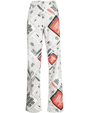 Charles Jeffrey Newspaper-Print Wide-Leg Jeans - White