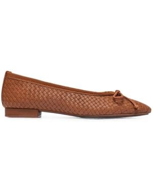 Bernardo Woven Bow-Detail Ballet Flats - Brown