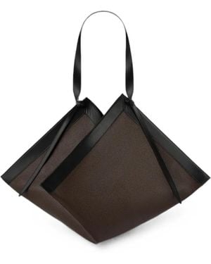 Yuzefi Large Wonton Pebble-Grain Tote Bag - Black