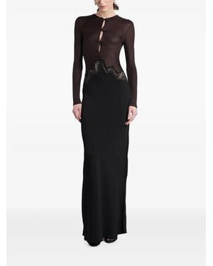 Christopher Esber Vestido Largo Con Ribete De Encaje - Negro