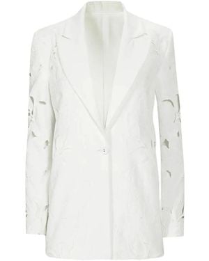 Costarellos Blazer Neff À Dentelle Fleurie - Blanc