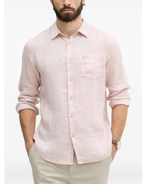 Guess Logo-Embroidered Chest-Pocket Shirt - Natural