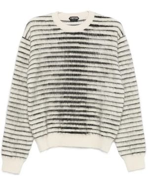 Tom Ford Striped Crew-Neck Sweater - White