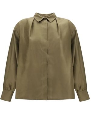 La DoubleJ Chemise La Scala En Soie Shantung Mousse À Plumes - Vert