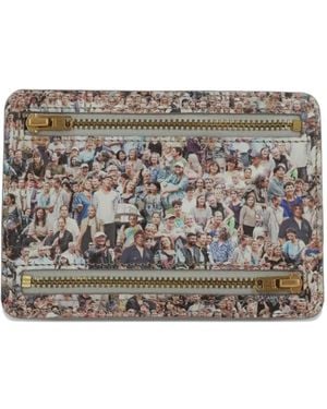 Bless Small Faces-Print Clutch Bag - Grey