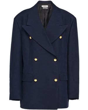 Prada Double-Breasted Cotton Blazer - Blue