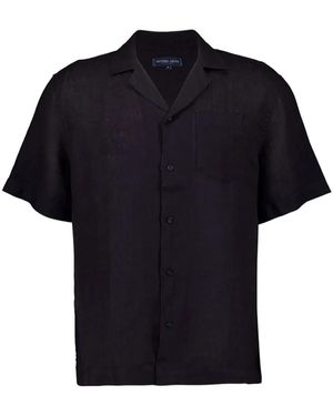 Frescobol Carioca Angelo Camp-Collar Linen Shirt - Black