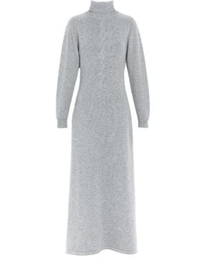 Barrie Maxi Cable-Knit Roll-Neck Dress - Gray