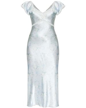 LoveShackFancy Eline Maxikleid Aus Spitze Mit Blumen-Print - Blau