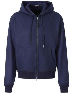Tom Ford Zip-Up Cashmere Hoodie - Blue