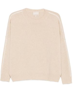 Kujten Amelina Whipstitch-Trim Sweater - Natural