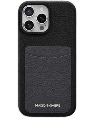 Maison De Sabre Card Leather Phone Case - Black
