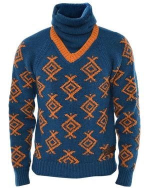 DSquared² Embroidered High-Neck Sweater - Blue