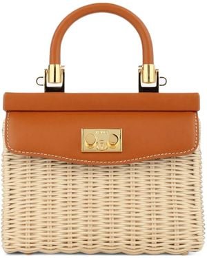 Rodo Calf Leather-Trim Clutch Bag - Brown