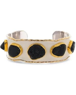 Victor Velyan Bracelet Manchette En Émail Et Tourmaline - White