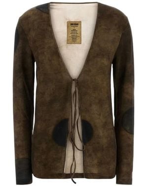 Uma Wang Printed Tie-Fastening Cardigan - Green