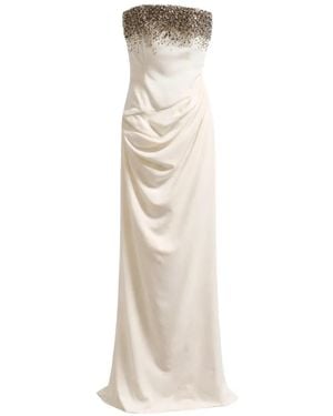 Amen Crystal-Embellished Draped Dress - White