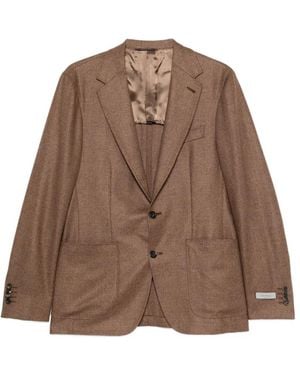 Canali Blazer Met Enkele Rij Knopen En Gekerfde Revers - Bruin