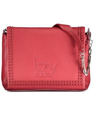 Byblos Stud-Embellished Embossed-Logo Shoulder Bag - Red