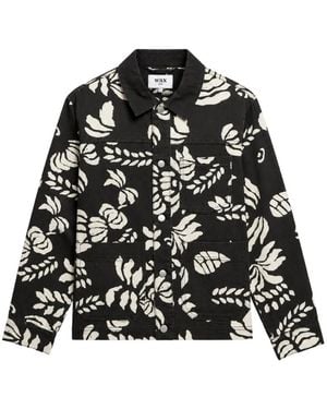 Wax London Jay Floral-Print Shirt Jacket - Black