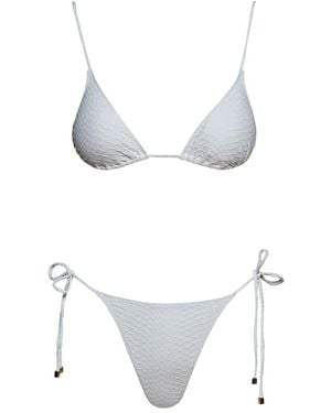 Noire Swimwear Nikki Snakeskin-Effect Bikini Set - White