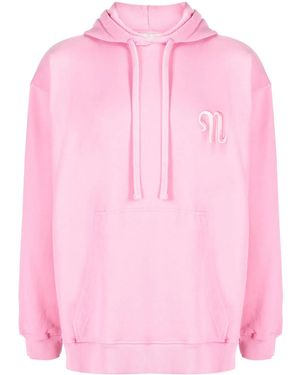 Nanushka Logo-Embroidered Organic Cotton Hoodie - Pink