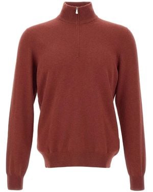 Gran Sasso Half-Zip Turtleneck Sweater - Red