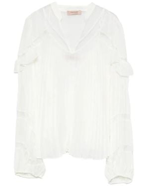 Twinset Pleated Ruffled Blouse - White