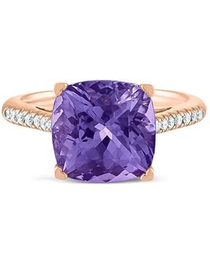 Lisa Nik 18Kt Roségouden Ring Met Amethist En Diamant - Paars