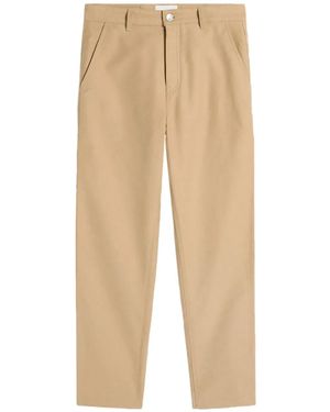 Ami Paris Logo-Patch Worker Straight-Leg Trousers - Natural
