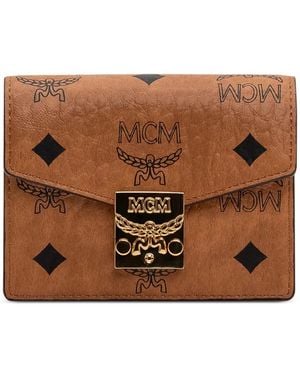 MCM Mini Tracy Logo-Pattern Wallet - Brown