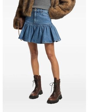 Michael Kors Ruffled Denim Mini Skirt - Blue