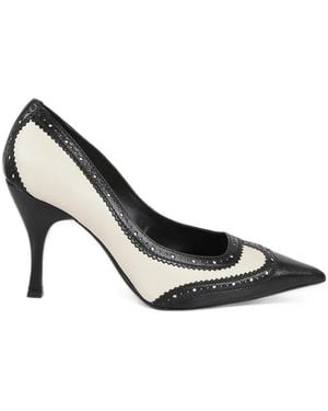 Ermanno Scervino Brogue-Detail Pointed-Toe Pumps - Metallic