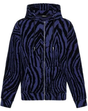 Roberto Cavalli Print Zip-Up Hoodie - Blue