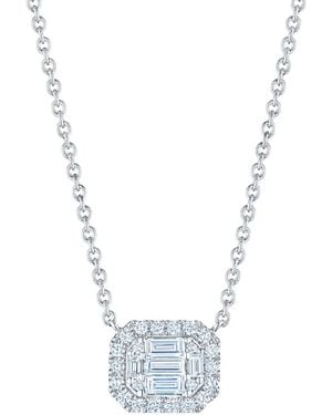 Kwiat 18Kt Emerald Cut Diamond Sunburst Pendant - Blue