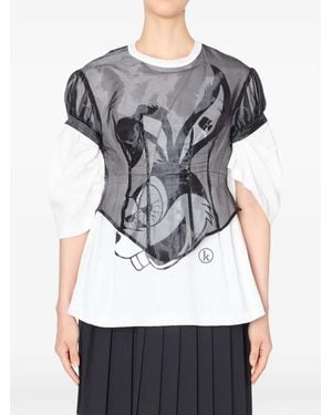 Kolor Puff-Sleeve Graphic T-Shirt - Grey