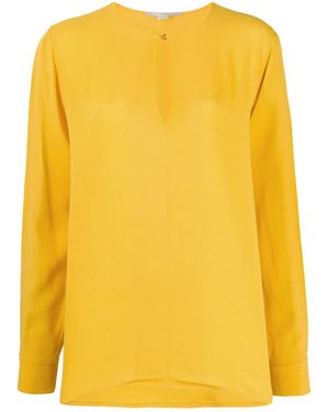 Stella McCartney Split-Sleeve Keyhole Blouse - Yellow
