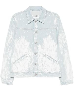 MM6 by Maison Margiela Paint-Splatter Denim Jacket - White